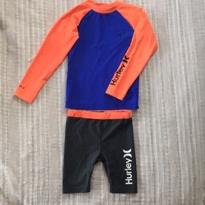 Boys size 4 xs Hurley rash guard and swim shorts